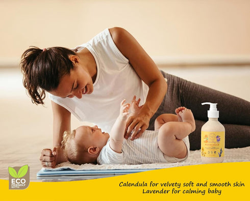 Organic Vegan Baby Lotion, Moisturizing and calming kids body lotion with Calendula & Lavender, newborns All Skin Types, New Biodegradable bottle(...