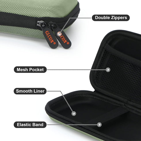 GLCON Hard Protective Carrying Case - Portable Electronic Accessories Cable Organizer Power Bank Pouch - Impact Resistant Smooth Coating Zipper Ba...
