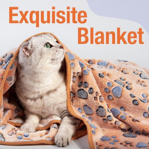 Pet Soft Blankets for Dogs - Fluffy Cats Dogs Blankets for Medium to Large Dogs, Cute Paw Print Pet Throw Puppy Blankets Fleece...