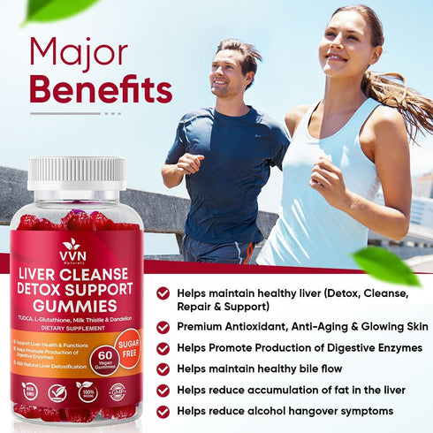 VVNaturals Sugar-Free 26-in-1 Liver Cleanse Detox & Repair Fatty Liver Formula Gummies; 3000mg Blend of Glutathione, Silymarin Milk Thistle, Choli...