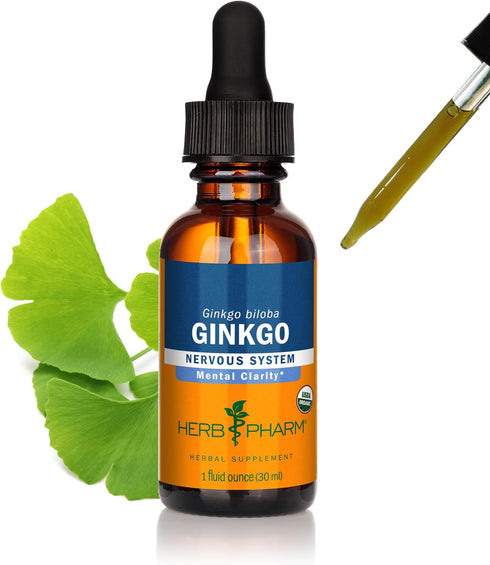 Herb Pharm Certified Organic Ginkgo Liquid Extract for Memory and Concentration - 1 Ounce (781468)...