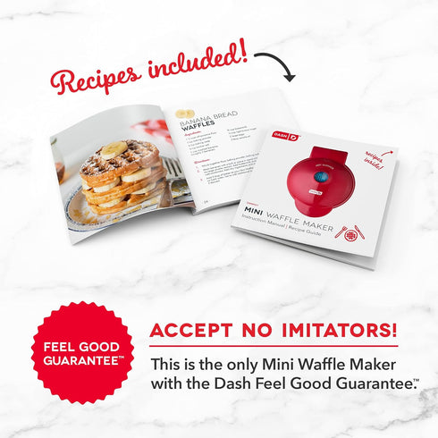 DASH DMW100RP Mini Maker for Individual Waffles, Hash Browns, Keto Chaffles with Easy to Clean, Non-Stick Surfaces, 4 Inch, White Rainbow...