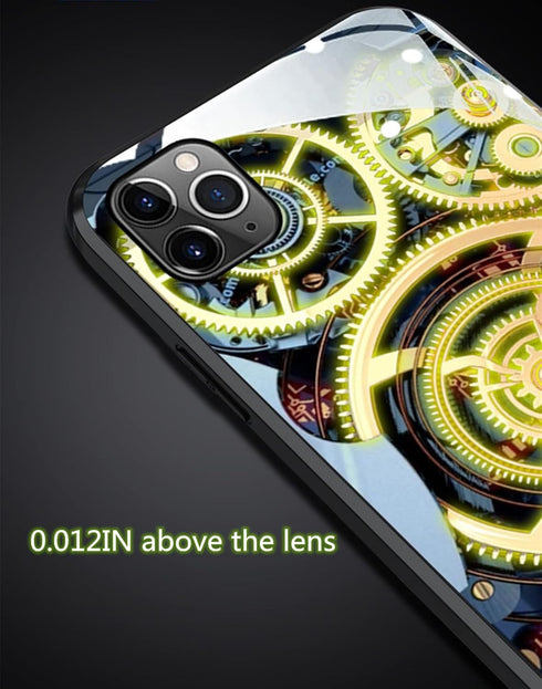 Compatible iPhone 14 Case Colorful Glowing Tempered Glass Back Cover Bumper Shockproof?for Cool Women and Trendy Men?for iPhone Luminous Case for?...