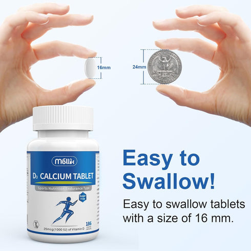 Calcium-Supplement Vitamin-D3 1200-mg Magnesium-Mini - 186Tablets Unflavored Slow Release Bone Health Women and Men Dietary Supplement Easy to Swa...