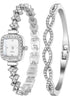 Clastyle Elegant Watch and Bracelet Set for Women Rhinestone ling Iced Out Wrist Watch Mother of Pearl Ladies Bracelet Watches...