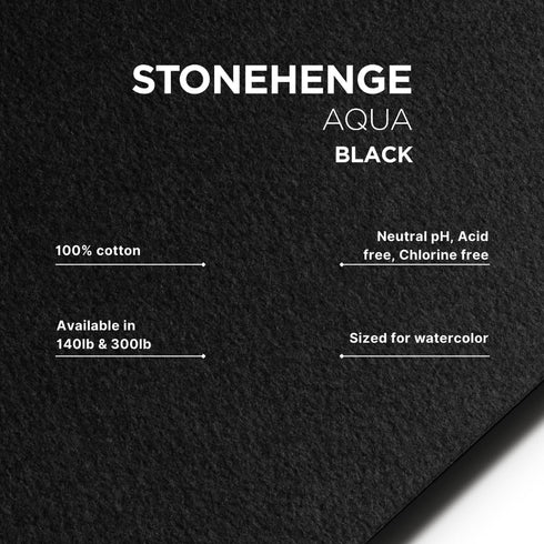Stonehenge Aqua Black Medium Weight Pad, 140lb, Coldpress, 5 x 7 Inches, 15 Sheets for Wet and Dry Media...