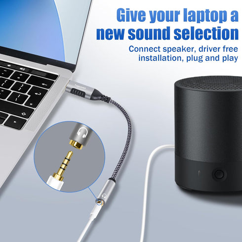 USB 3.0 Male to 3.5mm TRRS 4-Pole Female Headphone Jack Adapter, USB-A to Aux Audio Dongle Cable Cord, External Sound Card Converter for Headset, ...