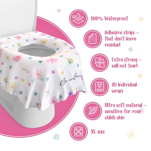 20 Pack Extra Large Disposable Toilet Seat Cover (Floral) – Toddler Toilet Covers For Full Coverage On Toilet or Potty – Ideal Travel Toilet Seat ...
