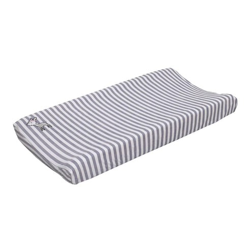 NoJo Little Love Sweet Deer, Grey, White Stripe Plush Changing Pad Cover With Pink Deer Applique, Grey, White, Pink...