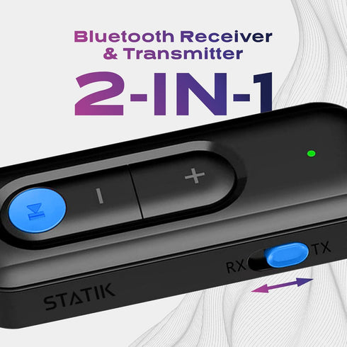 STATIK BlueSnap Bluetooth Transmitter for TV, Bluetooth Receiver for Home Stereo, Bluetooth Transmitter Car Audio Receivers, 3.5mm Aux Bluetooth A...