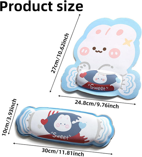 Mouse Pad with Wrist Rest Kawaii Rabbit Keyboard Wrist Rest, Ergonomic Mouse Pad with Wrist Support, Wrist Rest for Computer Keyboard Cute Desk Ac...