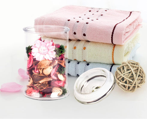 Mini Glass Apothecary Jars, Bathroom Storage Organizer Canisters for Cotton Swabs, Cotton Balls, Makeup Sponges, Bath Salts, Hair Ties, Makeup - S...
