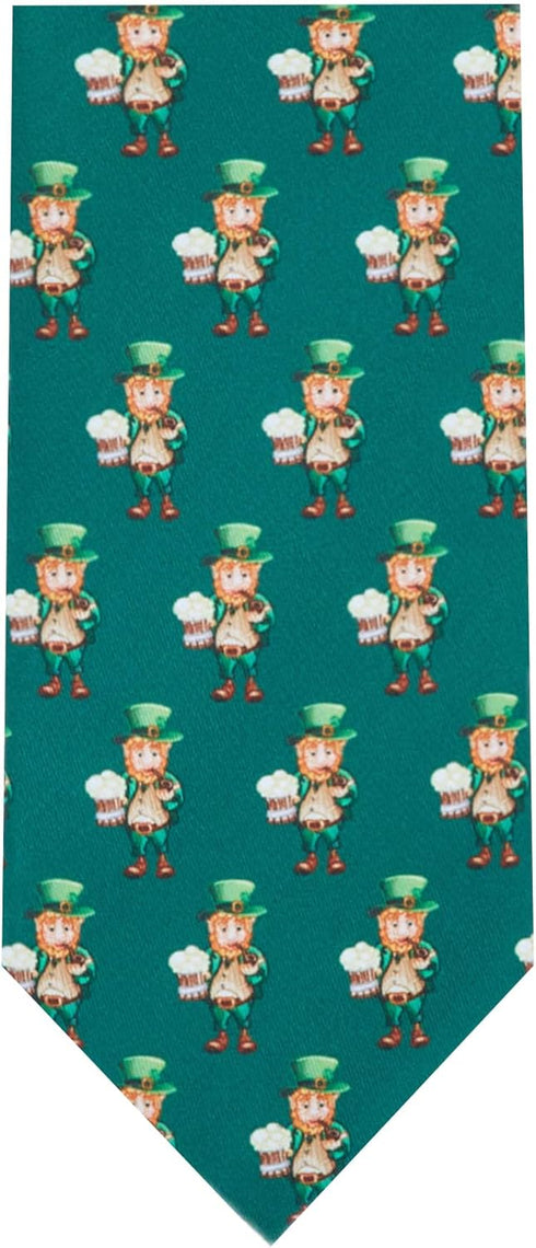Jacob Alexander Men's Happy Saint Patrick's Day Leprechaun Holding Drinks Pattern Regular Length Neck Tie...