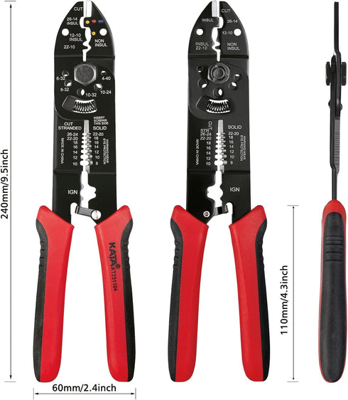 KATA 10 Inch Wire Cutter Wire Stripper, Cutting for 8-22 AWG Solid Wire and 10-26 AWG Stranded Wire, Multifunctional Wire Cutting and Wire Strippi...