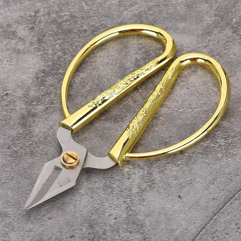 Sewing Scissors, Household Scissors with Large Golden Handle Small Silver Cutters Crafts Making Tool Ideal for Jewelry Processing Jewelry Making N...