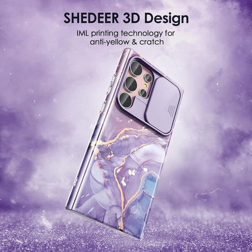 Designed for Samsung Galaxy S24 Ultra Case, with Slide Camera Cover & Screen Protector, Fade-Proof Chic Pattern, Shockproof Protective, Slim Thin ...