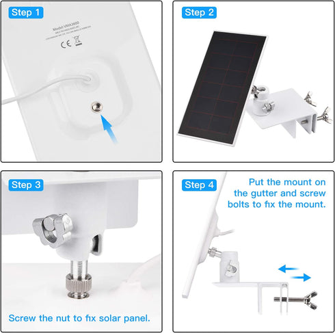 2Pack Gutter Mount Compatible with Arlo Essential Solar Panel, Arlo Pro/Arlo Pro2/Arlo Ultra/Pro3 Solar Panel, Perfect Angle to Get Adequate Sunli...
