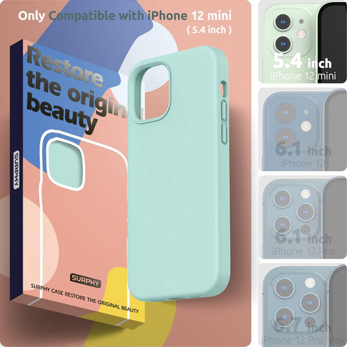 SURPHY Silicone Case Compatible with iPhone 12 Mini Case 5.4 inches, Liquid Silicone Phone Case (with Microfiber Lining) Designed for iPhone 12 Mi...