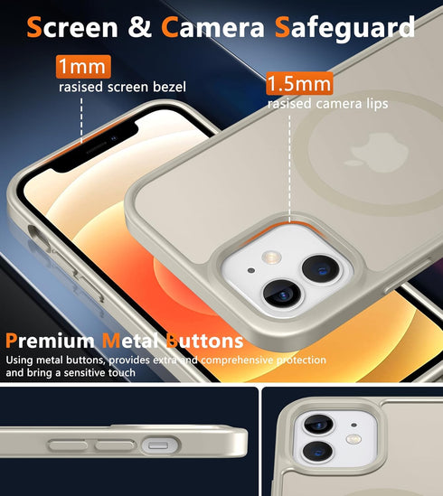 FNTCASE for iPhone 12 Phone Case: Magnetic Matte Textured Military Grade Drop Protection Translucent Cell Phone Cover - Slim Rugged Durable Shockp...
