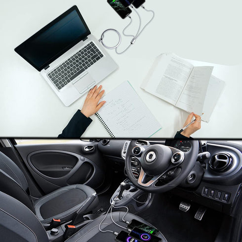 Multi 3 in 1 USB Long iPhone Charging Cable, 3M/10Ft Nylon Braided Universal Phone Charger Cord USB C/Micro USB/Lightning Connector Adapter for An...