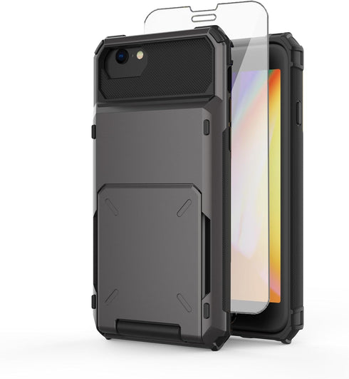 Asuwish Phone Case for iPhone 7/8/SE 2020/2022 with Screen Protector and Credit Card Holder Slot Hybrid Cell Cover iPhone7 iPhone8 7s 8s i SE2020 ...