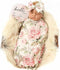 Galabloomer Newborn Receiving Blanket Headband Set Baby Flower Swaddle (vintage flower)...