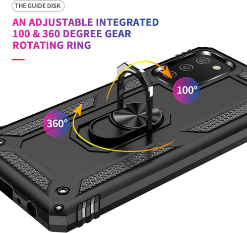 for Samsung A02s Case, Galaxy A02s Case with HD Screen Protector, Military-Grade Ring Kickstand Holder Car Mount 15ft Drop Tested Shockproof Cover...