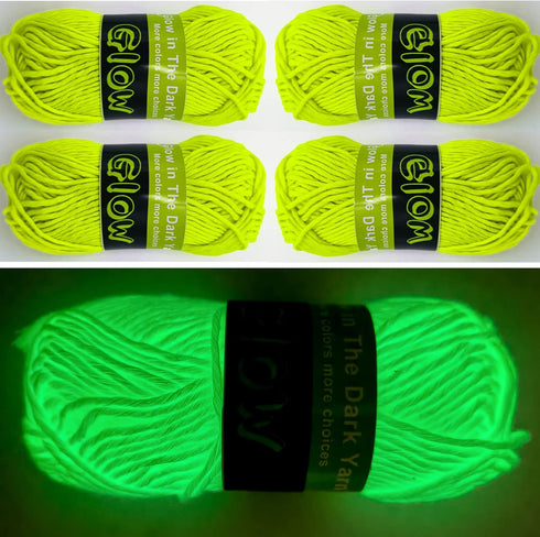 4 Pcs Glow in The Dark Yarn, Sewing Supplies,(55yd 50m) for Crocheting for DIY Arts, Crafts & Sewing Beginners Glow in The Dark Party (Cold Lemon ...