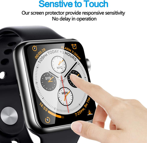 2 Pack Watch Tempered Glass Screen Protector for Apple Watch 44mm Series 6/SE/5/4 Full Coverage Bubble-Free Scratch-resistant Anti-Fingerprint Scr...