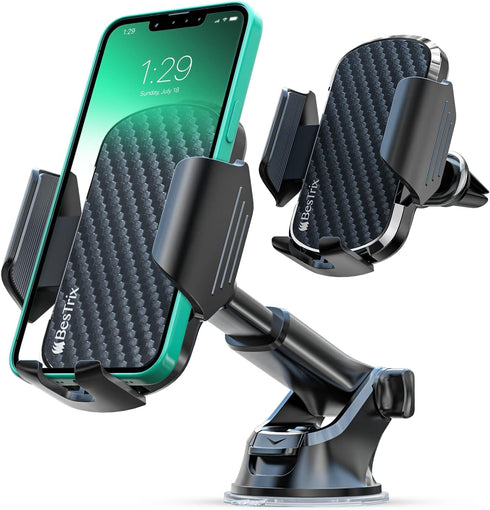 Bestrix Phone Mount for Car – Holder Mount, Dashboard, Windshield, and Air Vent– All Cars, Installs in Minutes Holds Phones up to 6.7”– Dashboard....