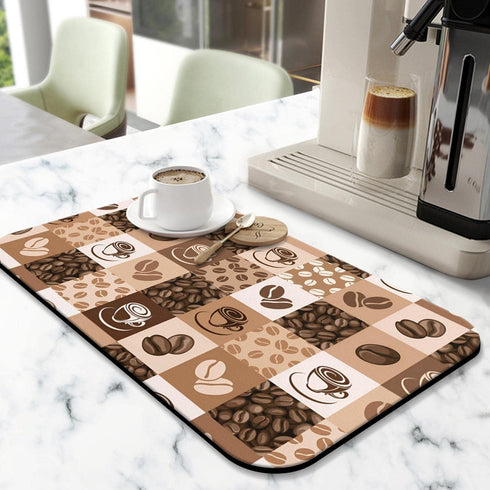 Coffee Bar Mat Accessories for Countertop Super Absorbent Anti-Slip Silicone Dish Drying Mats for Kitchen Counter Draining Pad Decor Gift Fit Coff...