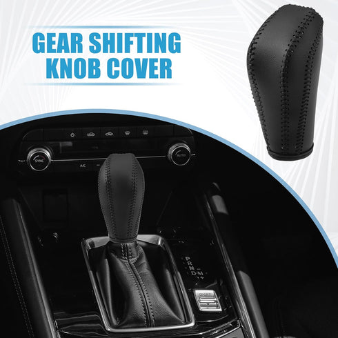 Gear Shift Head Knob Cover Transmission Lever Trim for BMW E60 2005-2008 Faux Leather Black...