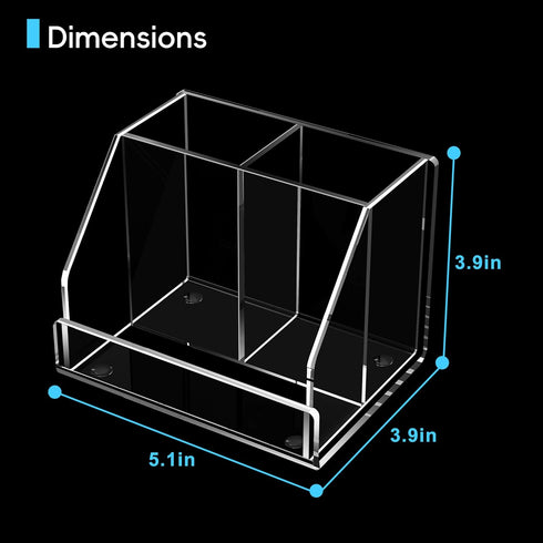 Pen Holder, Clear Pen And Pencil Holder for Desk, Acrylic Desk Organizer with 3 Compartments for Desk Accessories, Pencil Organizer for Home, Offi...