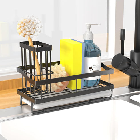 Maifan Sponge Holder for Kitchen Sink, Kitchen Sink Caddy Organizer with Detachable Brush Holder, Stainless Steel Dish Soap Caddy Rustproof Sink H...