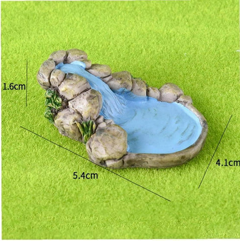 1Pc Mini Blue Water Well Bridge Figurines,Garden Sculptures and Statues, Miniature Craft Fairy Garden Gnome Moss Terrarium Gift,DIY Ornament,Garde...