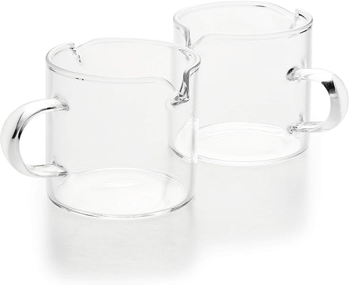 BCnmviku Shot Glasses Espresso Parts Double Spouts Milk Cup Clear Glass (Clear Glass-2Pack)...