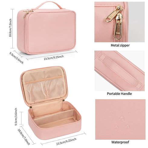 OCHEAL Makeup Bag, Potable Make up Bag Cute Makeup Organizer Bag for Toiletry Cosmetics Accessories with Divider and Brushes Compartments, Makeup ...