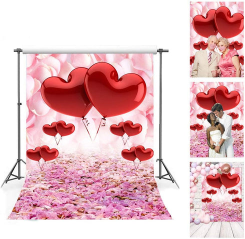 Valentine's Day Love Heart Photography Backdrops 5x7ft Pink Rose Flowers Wedding Photo Background for Pictures Newborn Bridal Shower Birthday Part...
