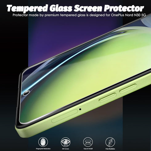 Orzero (2 Pack Compatible for OnePlus Nord N30 5G Tempered Glass Screen Protector, Protector De Pantalla 2.5D Arc Edges 9H Anti-Scratch HD Bubble-...
