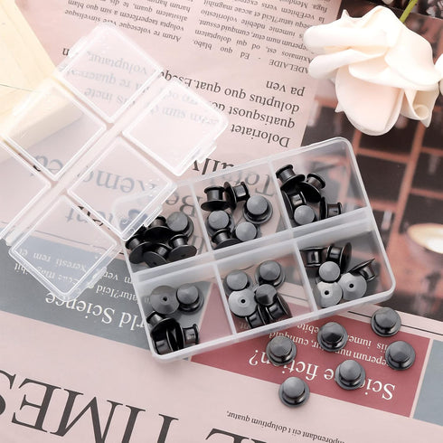 40 Pieces Metal Pin Backs Locking Pin Keepers Locking Clasp with Storage Case...