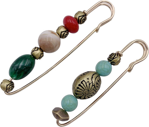 Shawl Scarf Clip Retro Style Ornament Safety Pin Brooch Jewelry Set 2 Pcs...