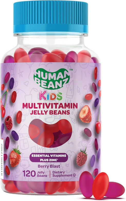 Multivitamin Jelly Bean Gummies with Zinc for Kids, Immune Support Dietary Supplements, Vegetarian, 120 Berry Blast Jelly Beans, Kosher...