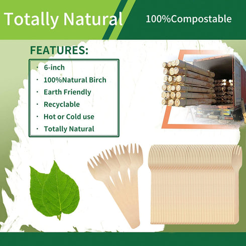 200pcs 4 inch Mini Wooden Forks, Biodegradable Compostable Birchwood, Food Grade Disposable Spoons Disposable Wooden Cutlery for Parties, Weddings...