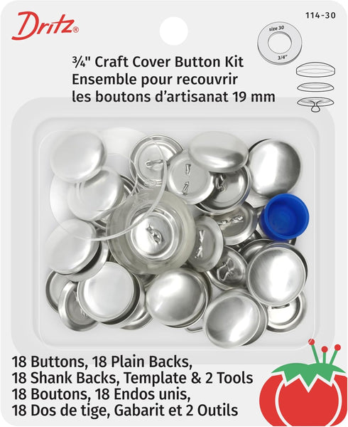 Dritz 114-30 Craft Cover Button Kit with Tools, Size 30 - 3/4-Inch, 18-Sets...