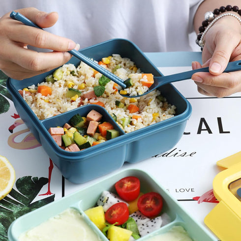 Bento Box Adult Lunch Container with Utensils, 37 OZ/1100 ML Lunch Box 2 Compartment Food Container for Men Women, Portable Salad Container with S...