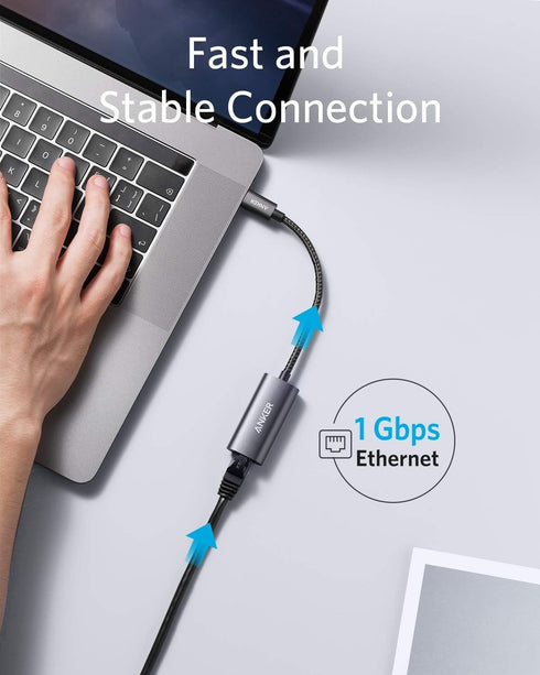 Anker USB C to Ethernet Adapter, PowerExpand USB C to Gigabit Ethernet Adapter, Aluminum Portable USB C Adapter for MacBook Pro, MacBook Air 2018 ...