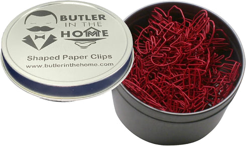 100 Count Lobster Shaped Paper Clips Great for Paper Clip Collectors or Office Gift - Comes in Round Tin with Lid and Gift Box (Red)...