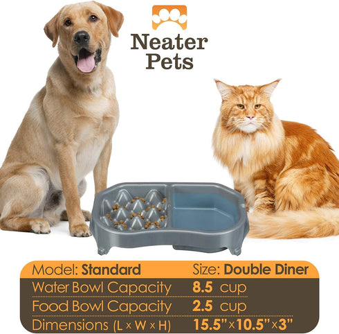 Neater Pet Brands - Neater Slow Feeder - Fun, Healthy, Stress Free Dog Bowl Helps Stop Bloat Prevents Obesity Improves Digestion (Double Diner, Si...