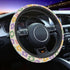 5 Pack, Flowers Vintage Groovy Steering Wheel Cover Universal 15 Inch, Vintage Groovy Flowers License Plate Frames 2 Holes with Screw Caps, Car Cu...