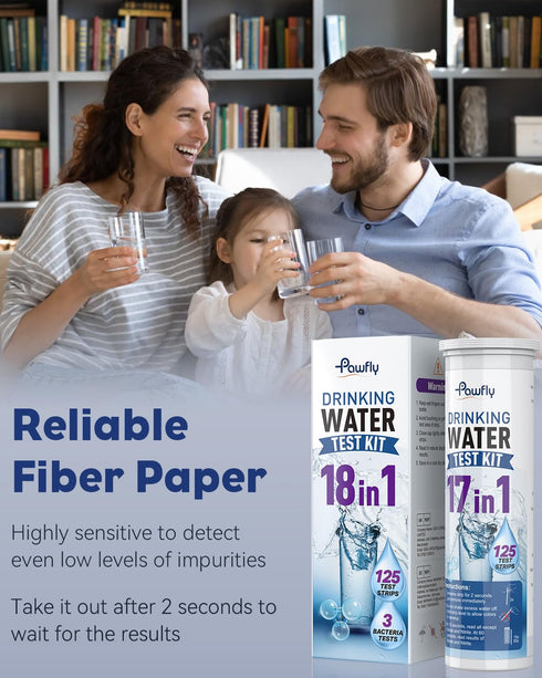 Pawfly 18 in 1 Drinking Water Test Kit, 125 Strips for Tap Water Well Swimming Pool Aquarium Spa, Home Water Quality Test Strips for pH Hardness C...